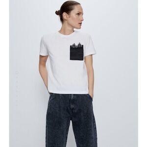 Zara T-shirt with Contrast Pocket size S